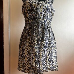 Andrew Marc Navy and Cream Printed Sleeveless Mini Dress